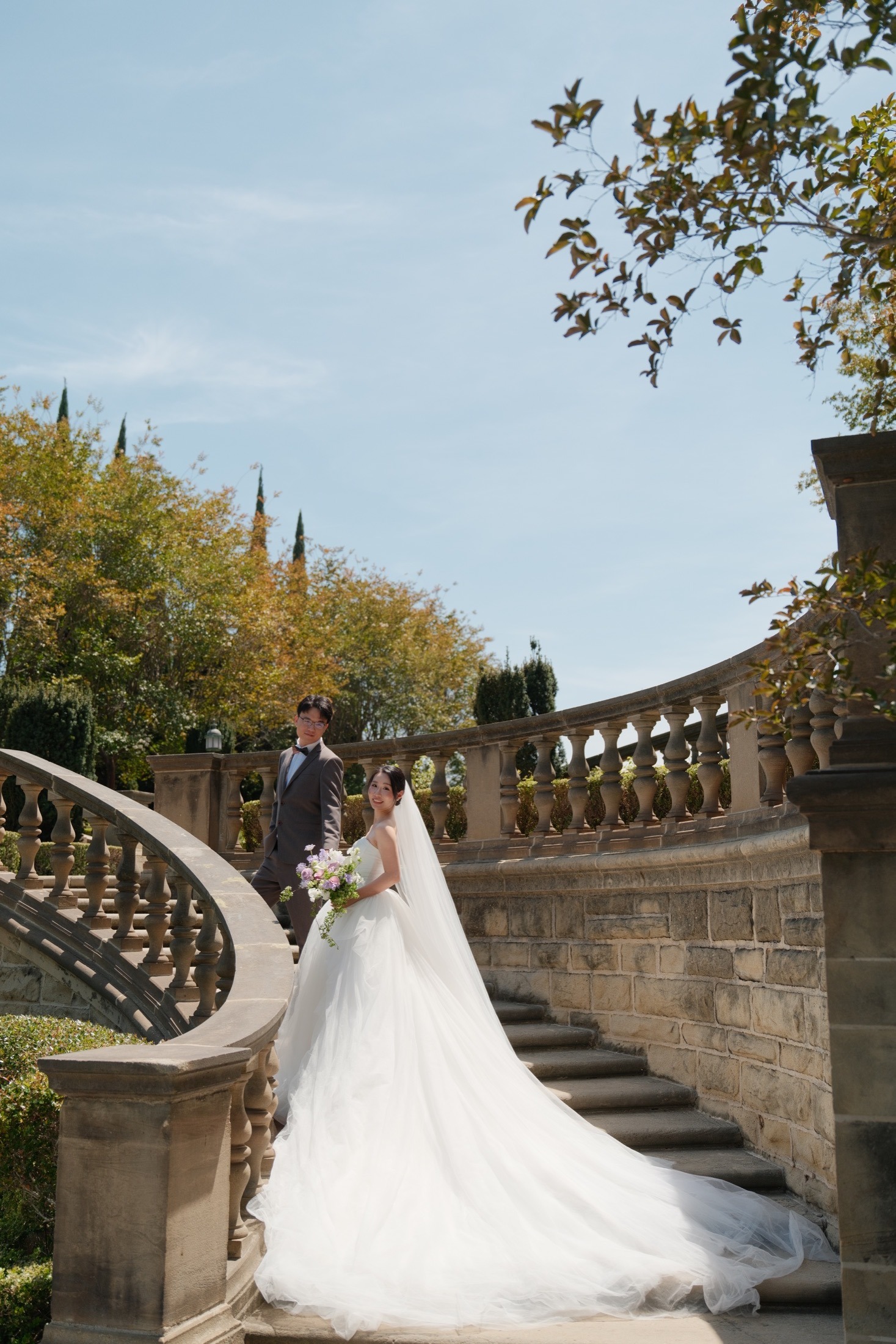 Xinxu and Weiyi posing together in the Greystone courtyard