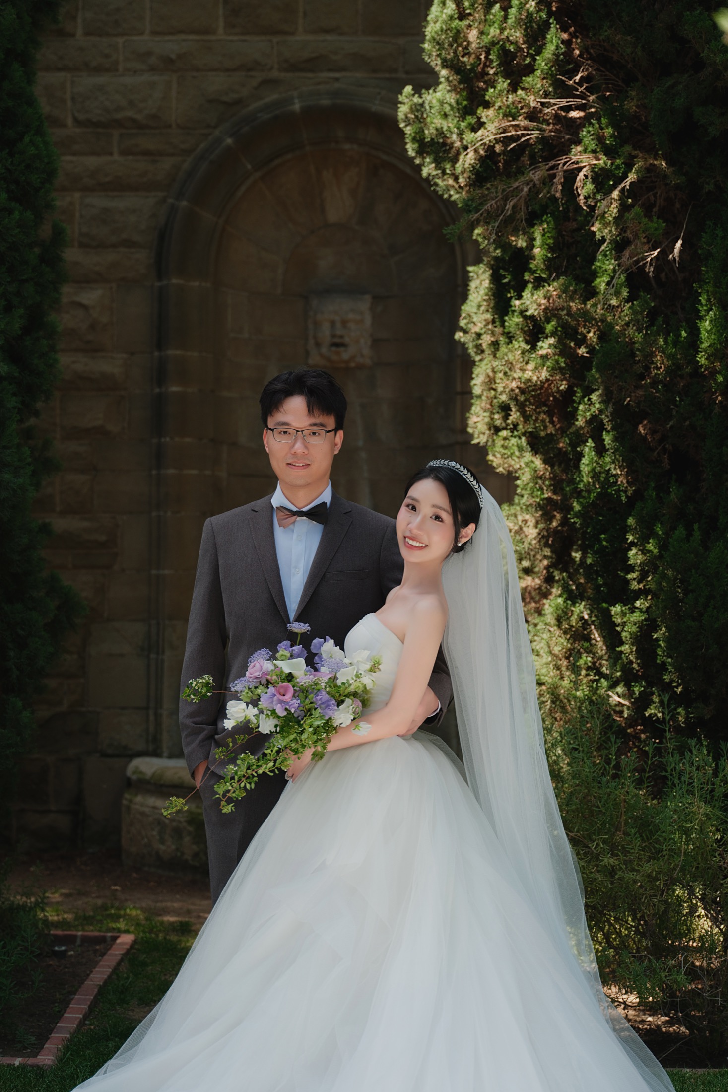 Xinxu and Weiyi in a Greystone garden portrait